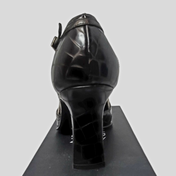 Stuart Weitzman Brown Croc Embossed Leather Heels Size 9 - Picture 8 of 13